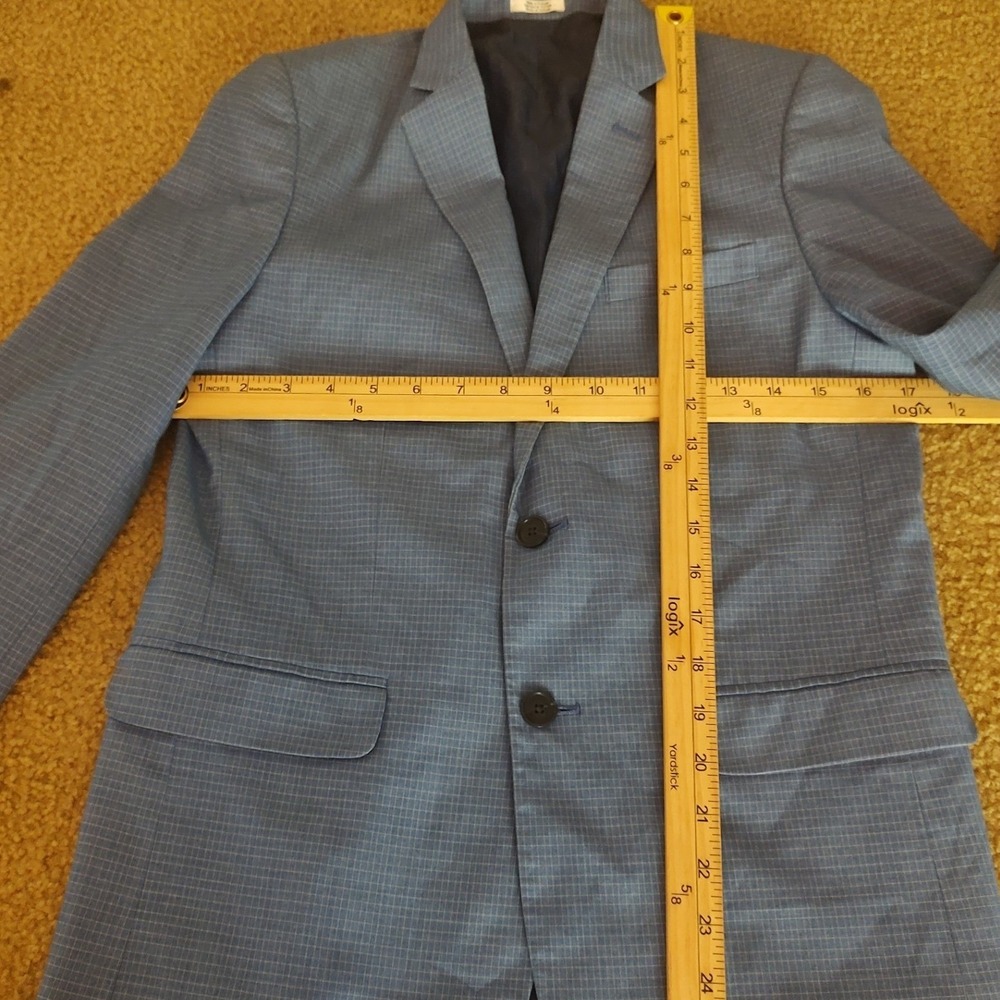Calvin Klein Blazer Mens Blue‎ Excellent Micro Check Two Button Sport Coat